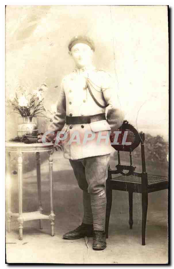 CARTE PHOTO Hyeres Militaria Chasseurs Alpins (n°3 sur le col)