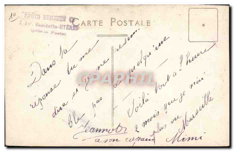CARTE PHOTO Hyeres Militaria Chasseurs Alpins (n°3 sur le col) — Reverso