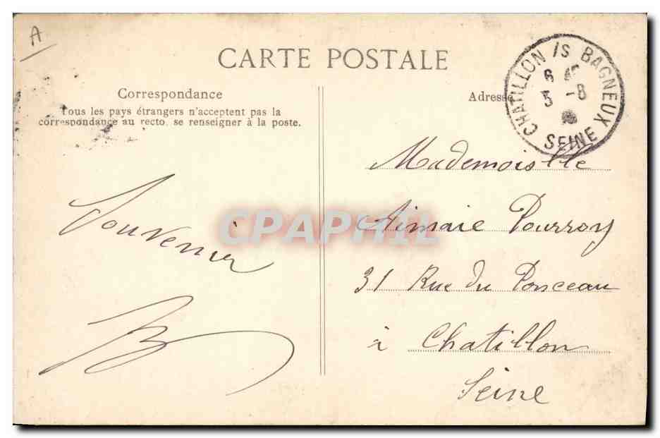 CPA Bateau Le Havre Le Massena Cuirasse d'escadre — Verso
