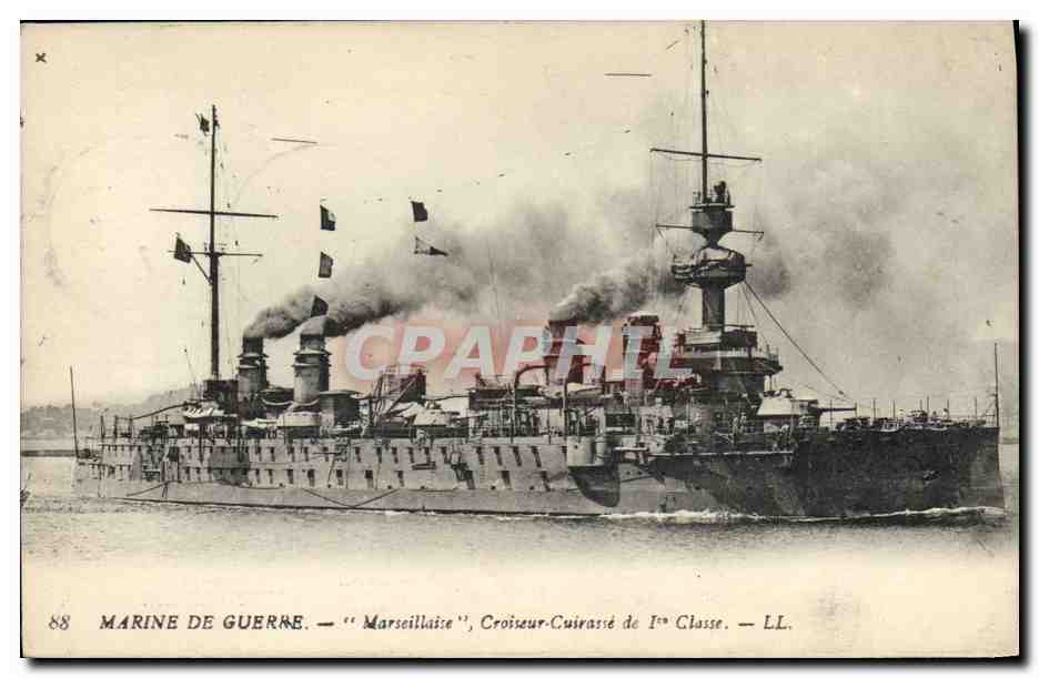 Marine de Guerre — 'Marseillaise', Croiseur-Cuirassé de 1ère Classe — LL. — n°88