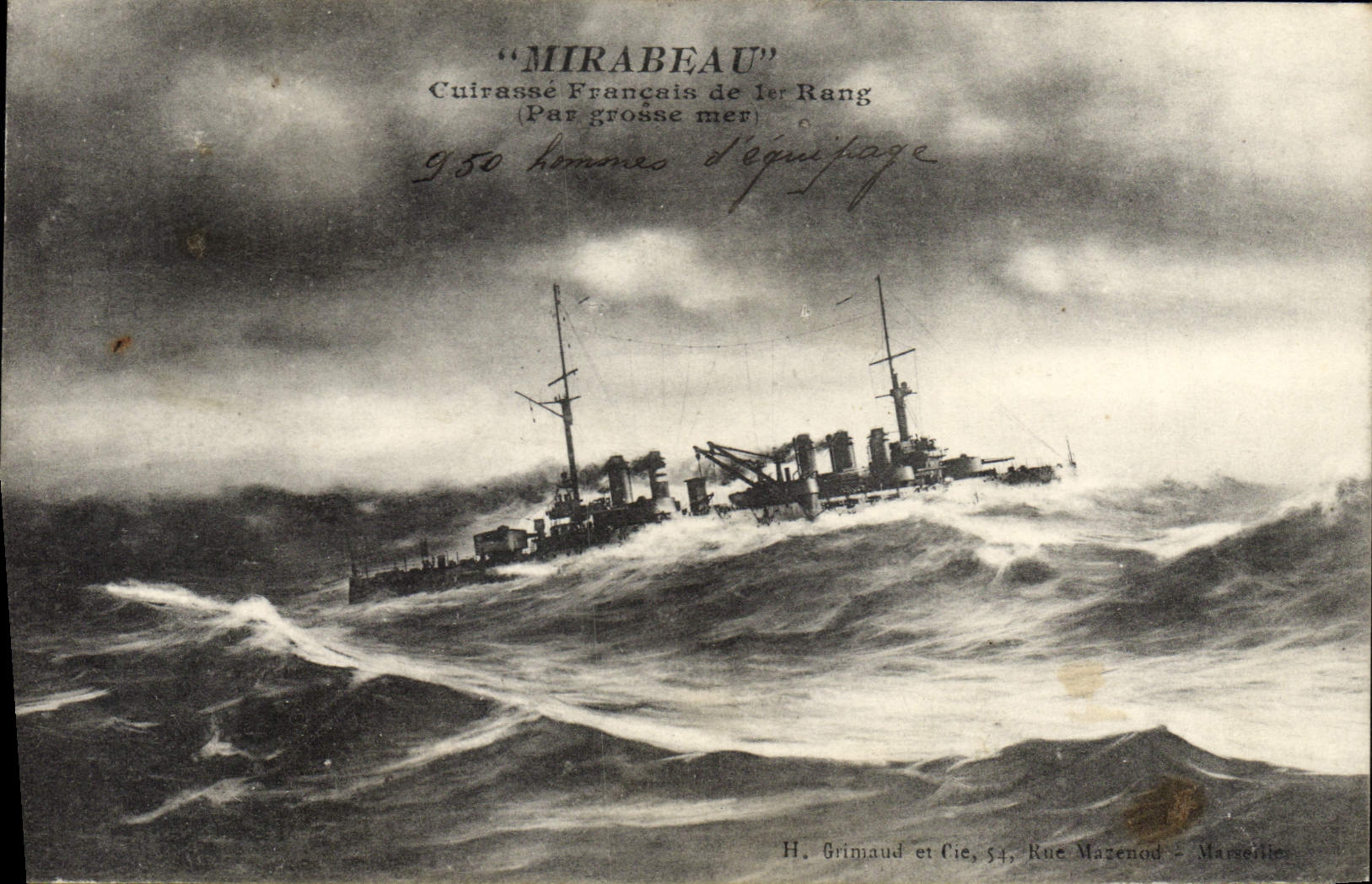 “MIRABEAU” — Cuirassé Français de 1er Rang — H. Grimaud et Cie, 54, Rue Mazenod - Marseille