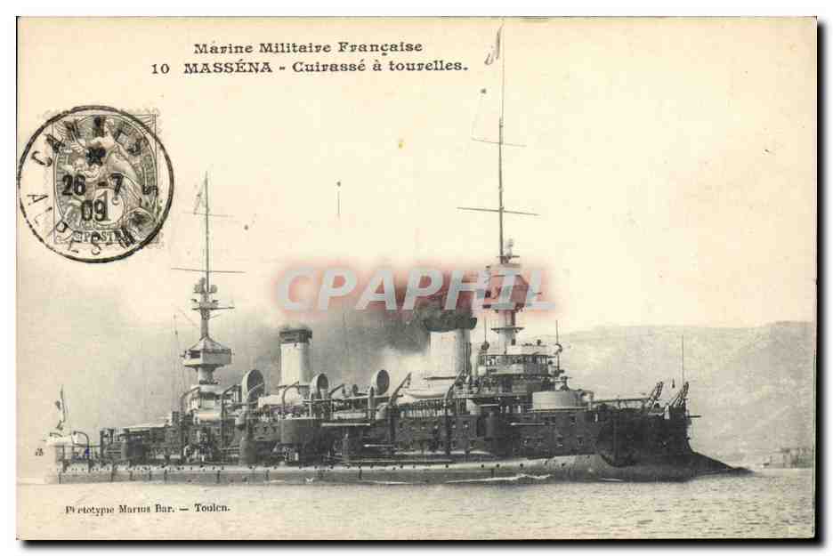 CPA Bateau Massena Cuirasse a tourelles