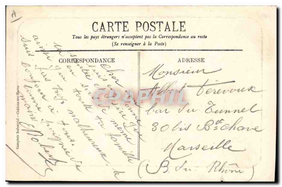 CPA Bateau Marceau Massena — Verso