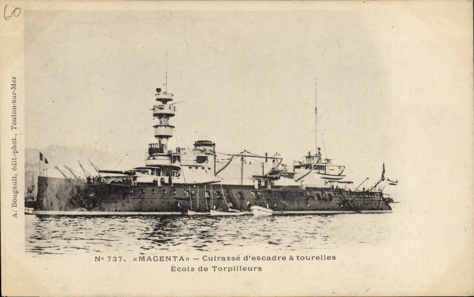 CPA Bateau Magenta Cuirasse d'escadre a tourelles Ecole de torpilleurs