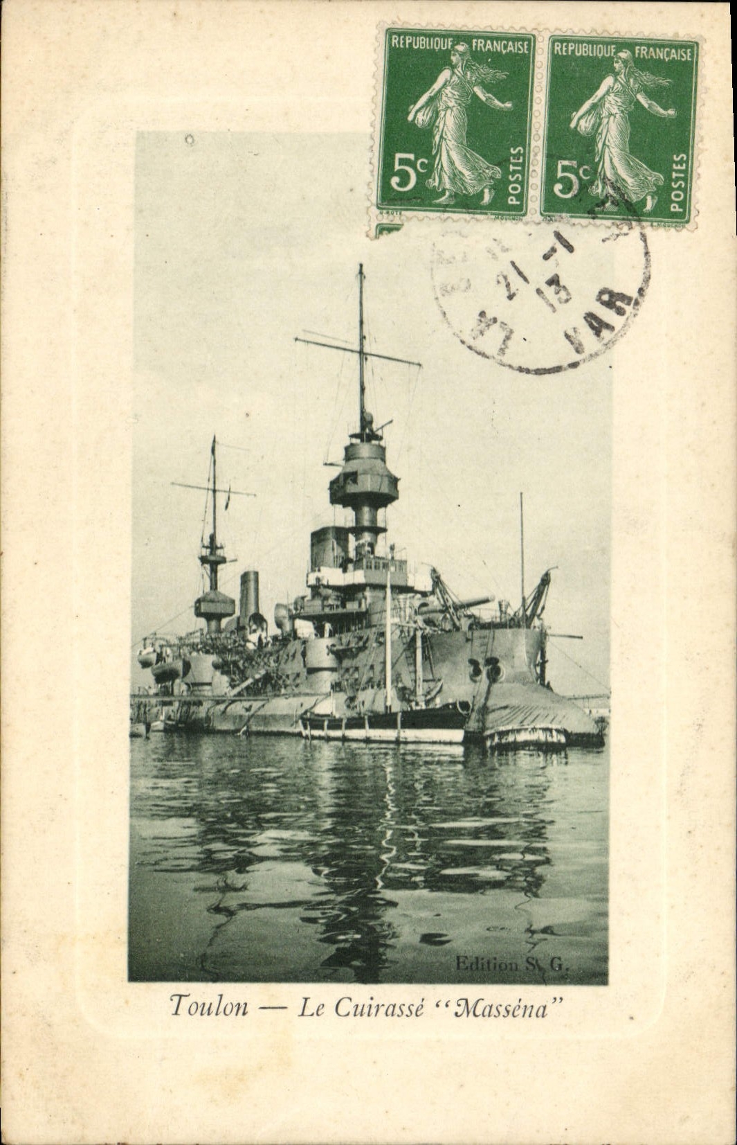 Toulon — Le Cuirassé "Masséna" — Edition S. G.