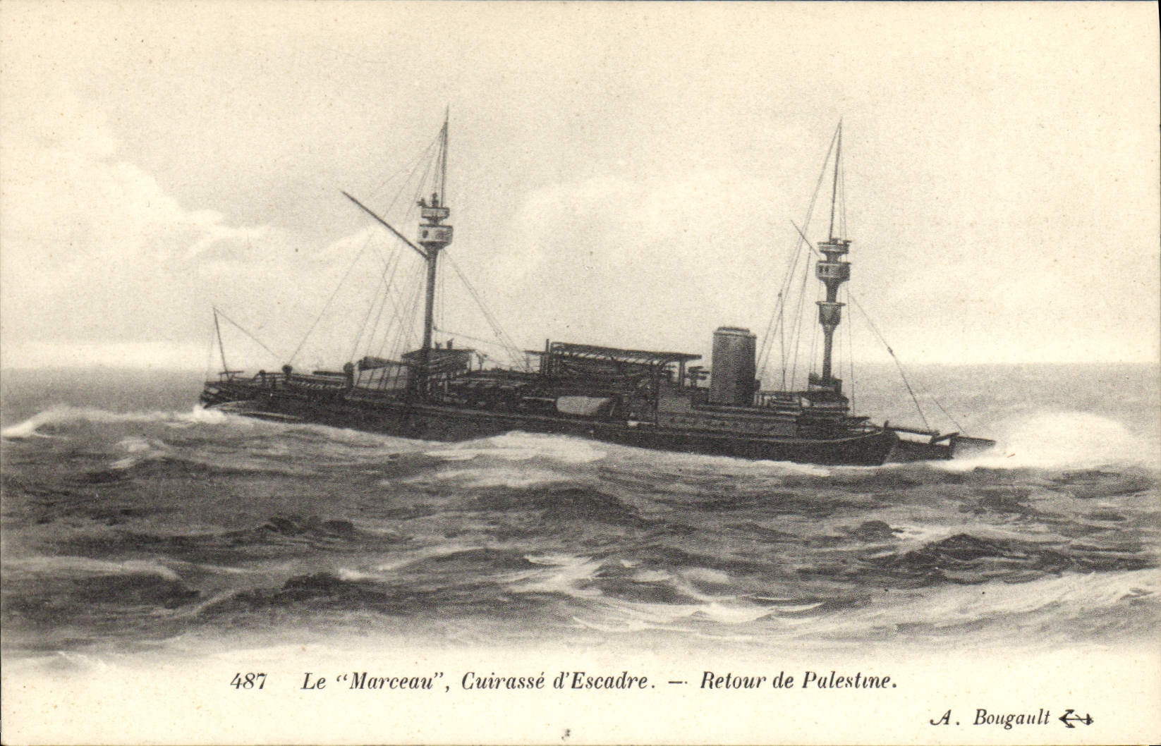 CPA Bateau Le Marceau Cuirasse d'escadre Retour de Palestine