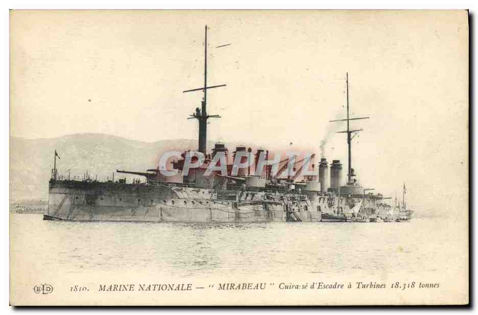CPA Bateau Mirabeau Cuirasse d'escadre a turbines