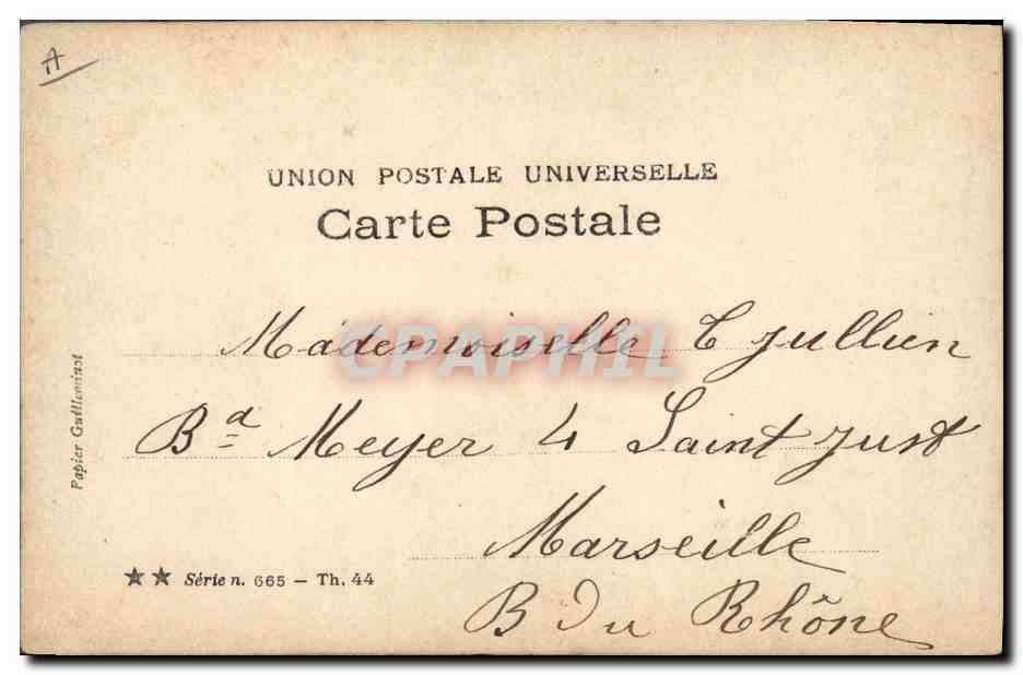 Jeune femme souriante — portrait — Waler, Paris, éditeur Ciollens, série n° 665 — Verso