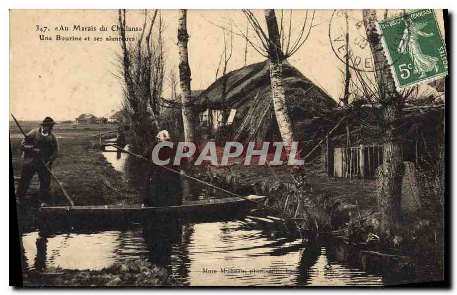 CPA Folklore Au Marais du Chalans Une bourine et ses alentours 