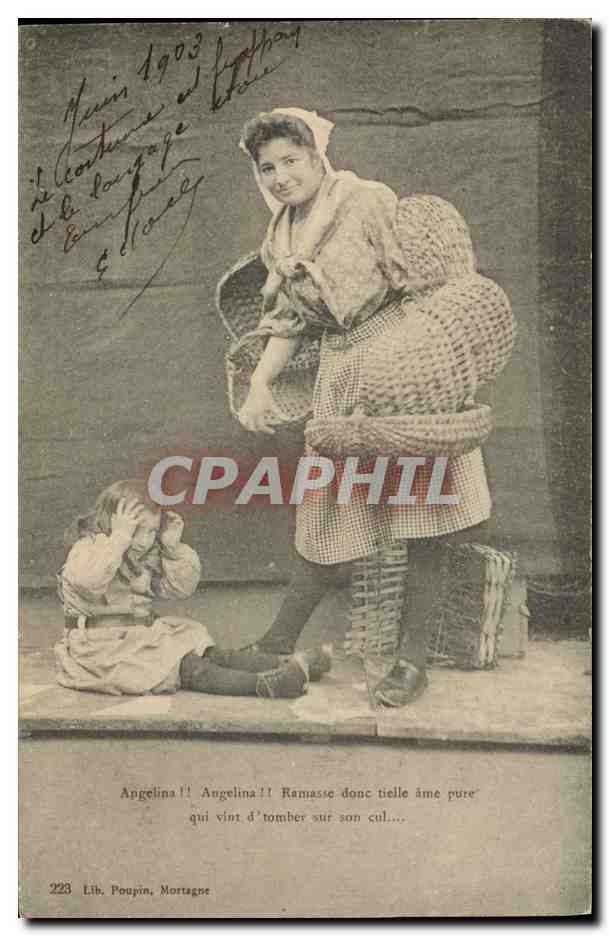 CPA Folklore Angelina Femme Enfant