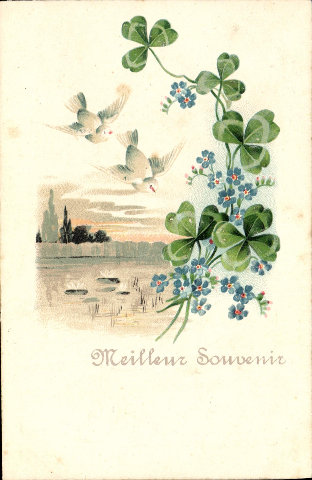 CPA Fantaisie Fleurs Trefles Colombes 
