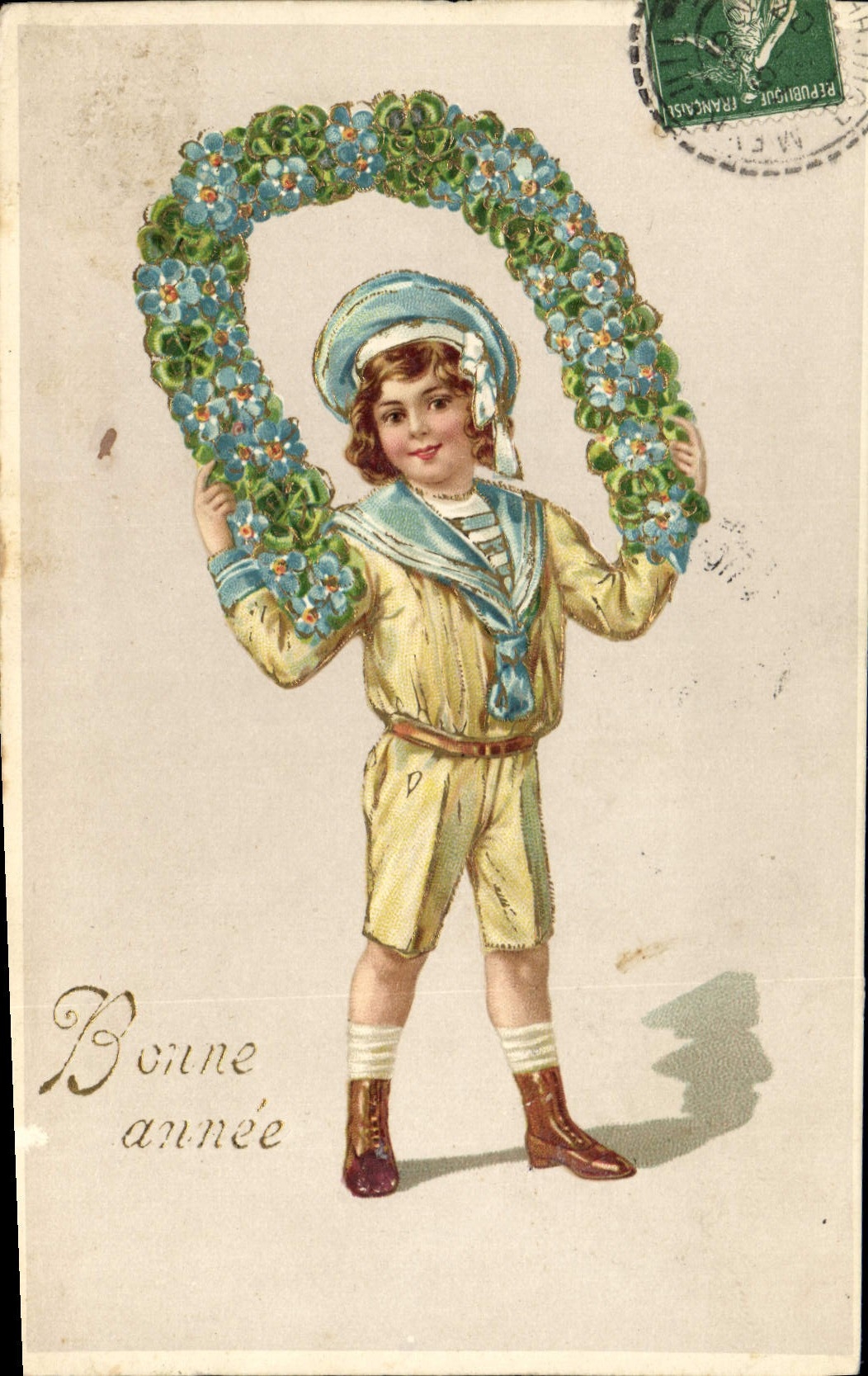 CPA Fantaisie Fleurs Enfant Couronne 