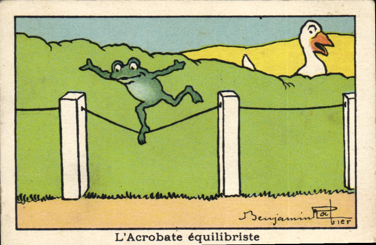 Image Benjamin Rabier L'acrobate equilibriste Grenouille Oie
