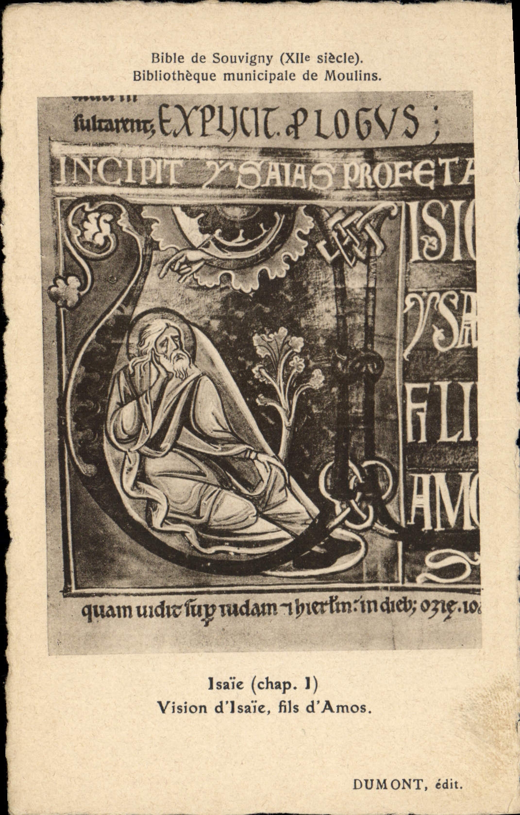 CPA Bibliotheque Bible de Souvigny Moulins Isaie Vision d'Isaie fils d'Amos 