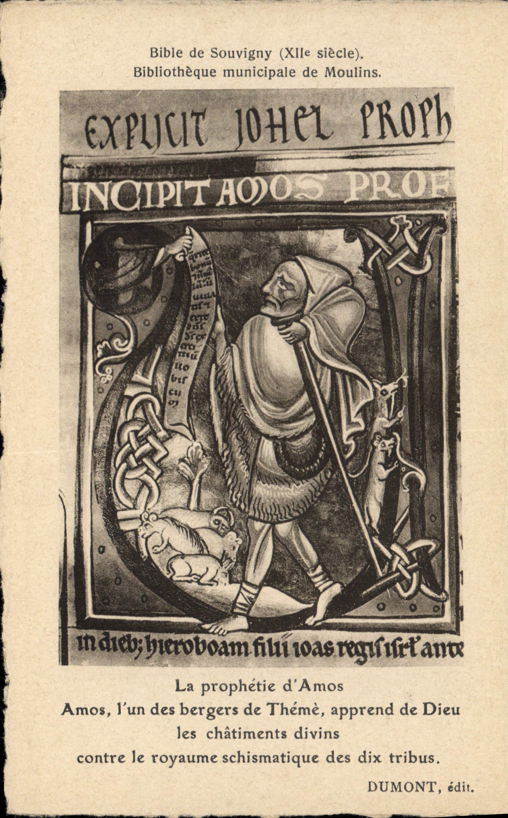 CPA Bibliotheque Bible de Souvigny Moulins La prophetie d'Amos Un des bergers de Theme 