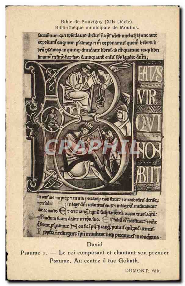 CPA Bibliotheque Bible de Souvigny Moulins David Goliath 