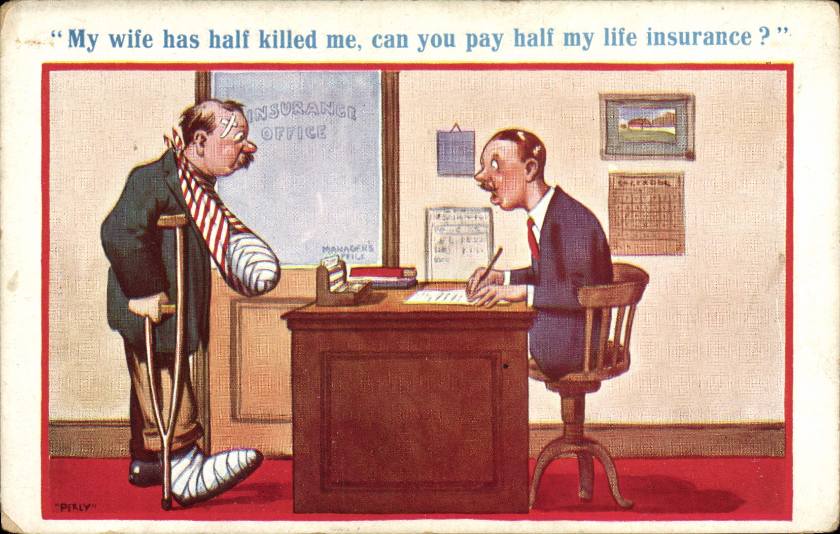 CPA Fantaisie Illustrateur My wife has half killed med 