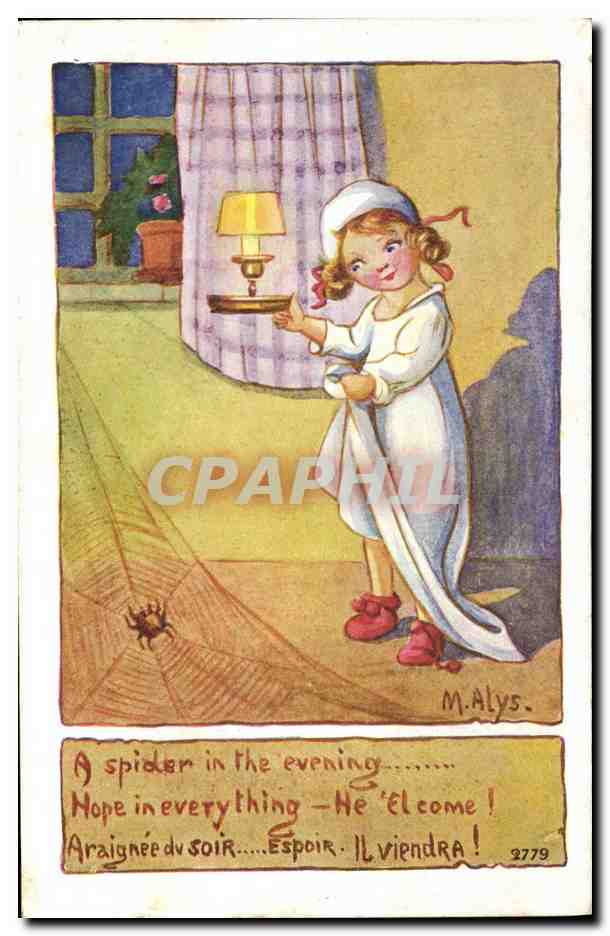 CPA Fantaisie Illustrateur Enfant Araignee 
