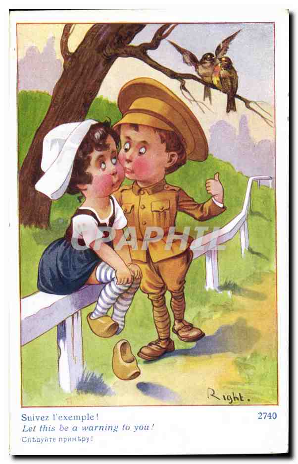 CPA Fantaisie Illustrateur Right Suivez l'exemple Militaria 