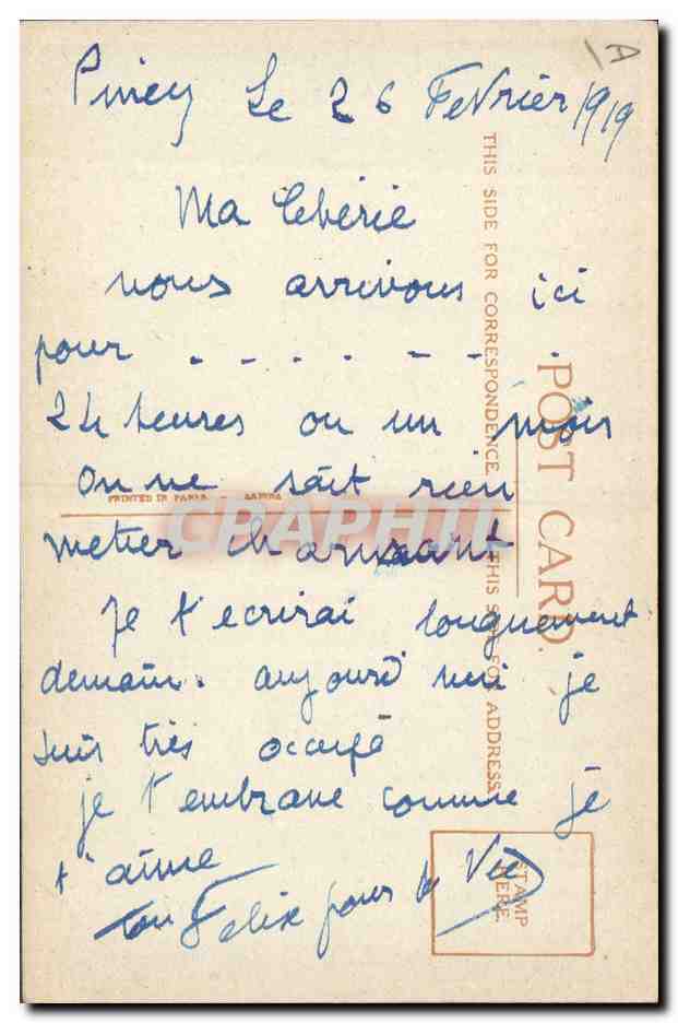 Deux enfants sur un balcon — illustration de Amoroso — édition 1920 — Rückseite