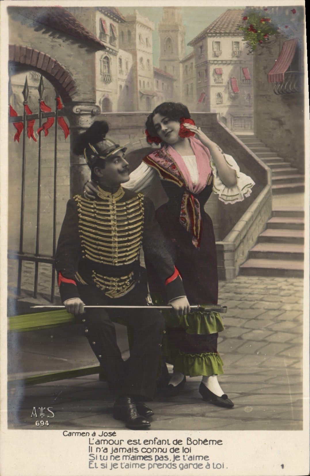 CPA Fantaisie Femme Carmen a Jose Bizet 