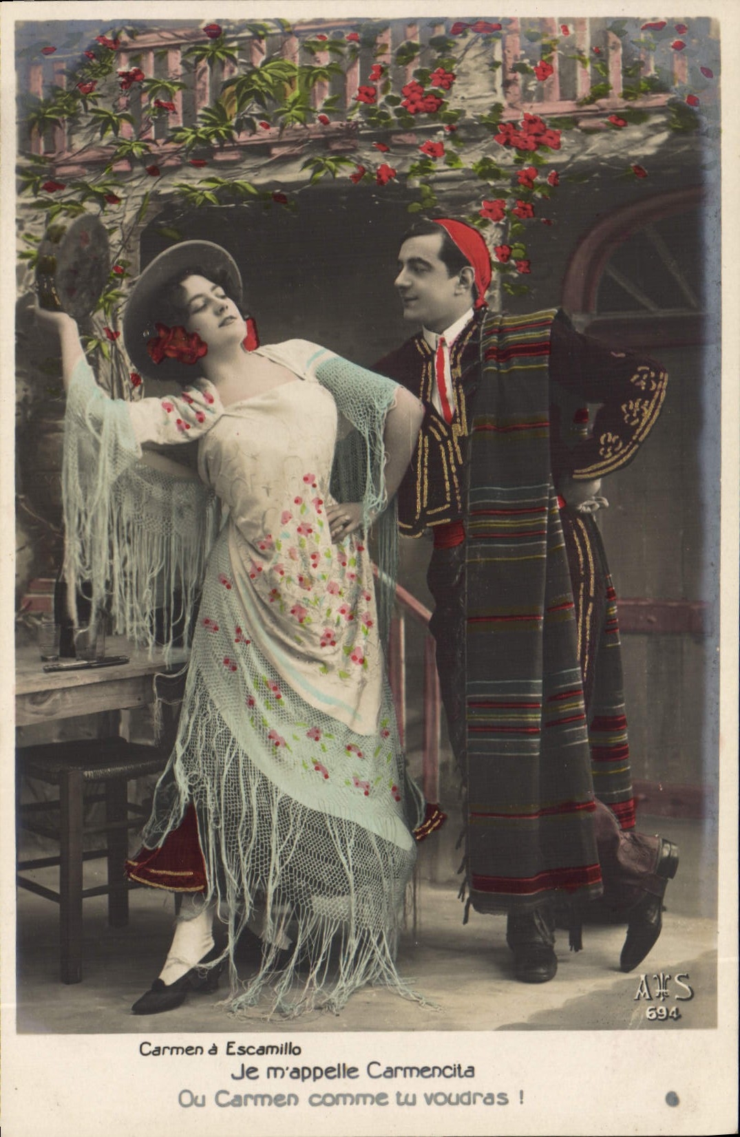 CPA Fantaisie Femme Carmen a Escamillo Bizet 