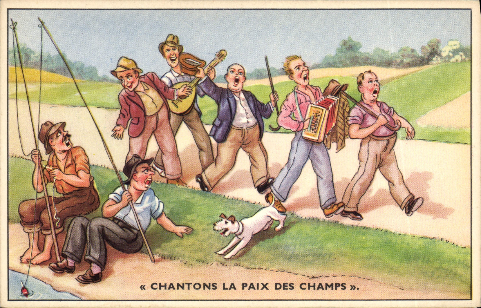 CPA Chantons la paix des chants Accordeon Chien 
