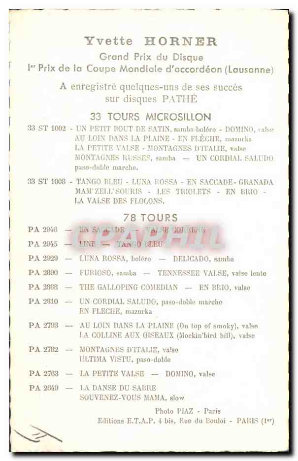 Yvettette Suze — Tour de France 1953 — Éditeur Pathé — Reverso
