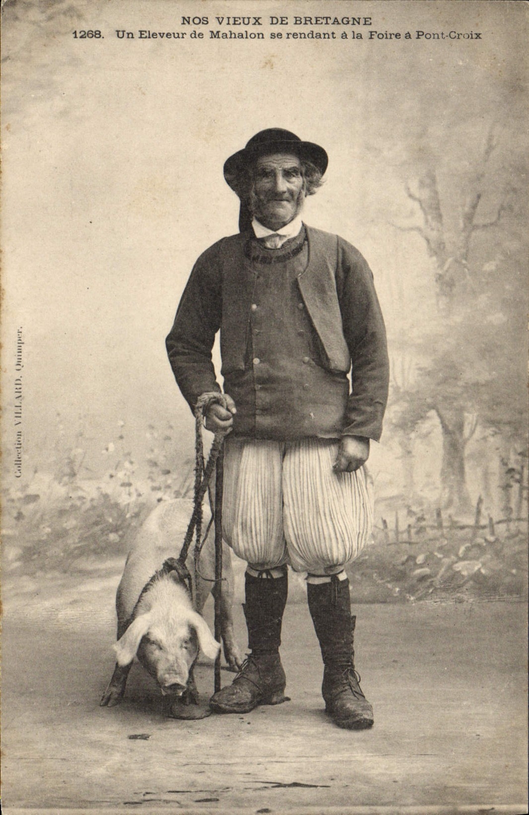 Un Éleveur de Mahalon se rendant à la Foire à Pont-Croix — Collection VILLARD, Quimper, n° 1268