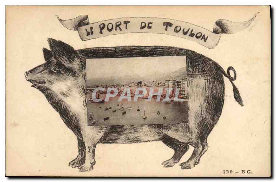 CPA Cochon Porc Le port de Toulon Bateaux 