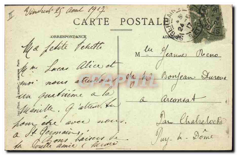 CPA Cochon Porc En ballade a St Germain  — Back
