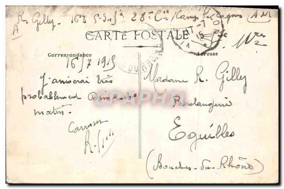Camp de St-Yeran - Cagnes (A.M.) — Un coin du Camp sous les oliviers — Édition Giletta — Reverso