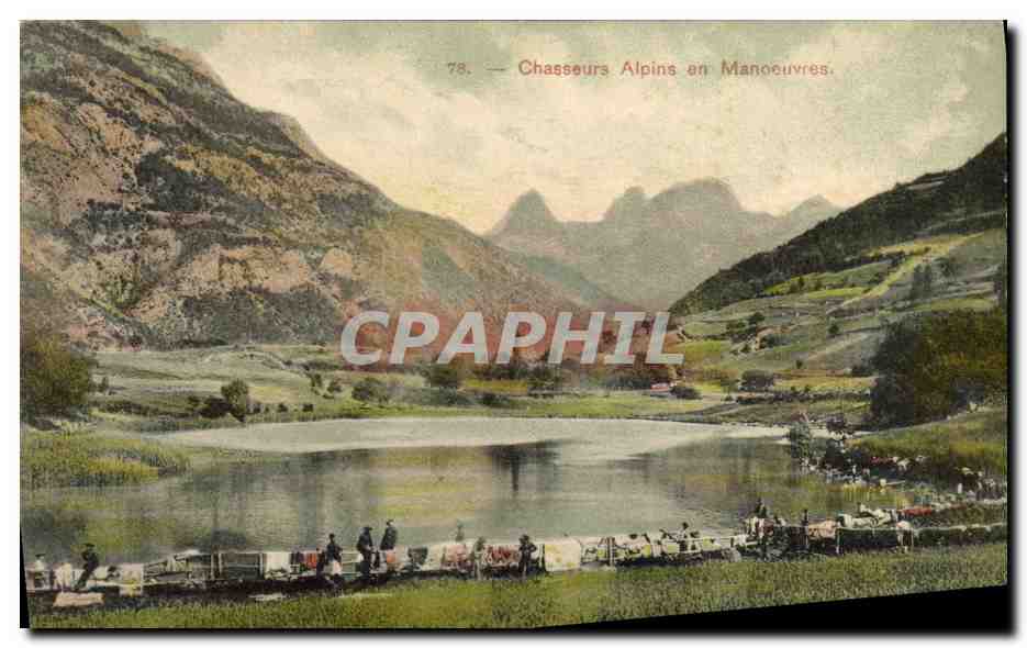 CPA Militaria Chasseurs Alpins en manoeuvres faisant la lessive 