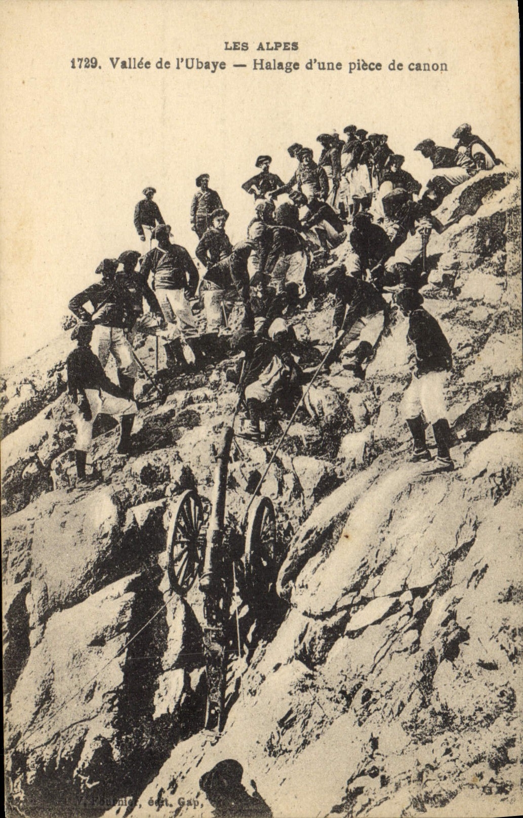 Vallée de l'Ubaye — Halage d'une pièce de canon — P. P. & C. n°1729