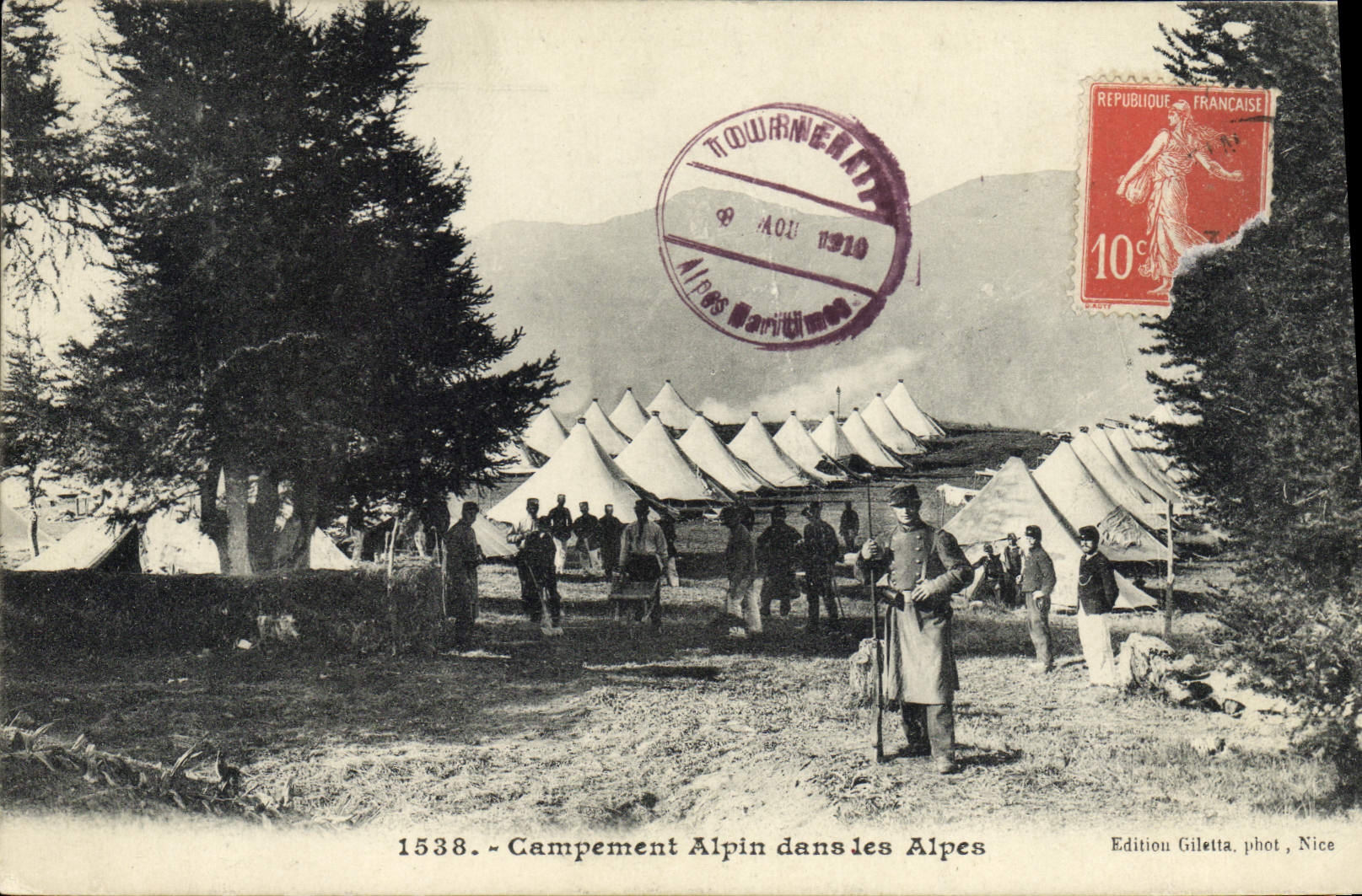 Campement Alpin dans les Alpes — Tournéry, Alpes-Maritimes — Edition Giletta, phot. Nice, n° 1538