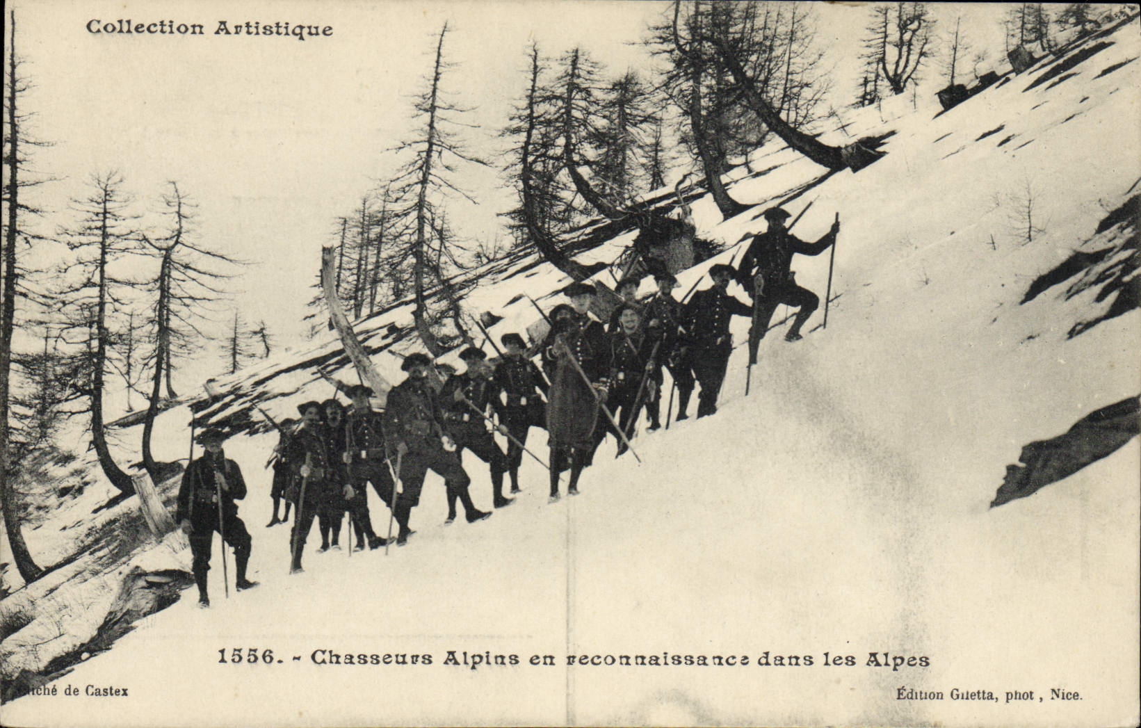 Chasseurs Alpins en reconnaissance dans les Alpes — Édition Giletta, phot. Nice