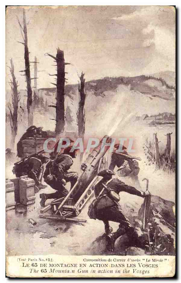 CPA Militaria Chasseurs Alpins Le 65 de montagne en action dans les Vosges 