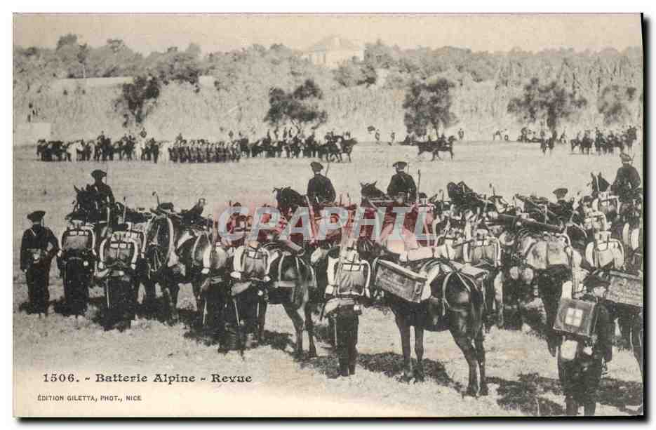 CPA Militaria Chasseurs Alpins Batterie alpine Revue 