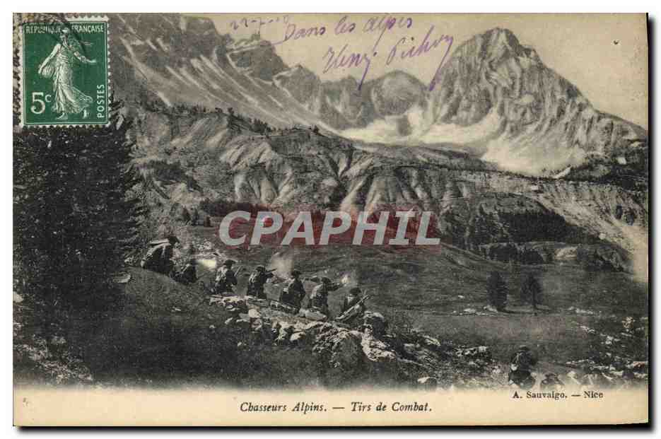 CPA Militaria Chasseurs Alpins Tirs de combat 