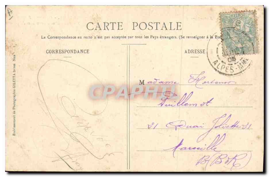 Groupe Alpin Chasseurs dans les Alpes — Édition Giletta, phot., Nice, n° 1501 — Verso