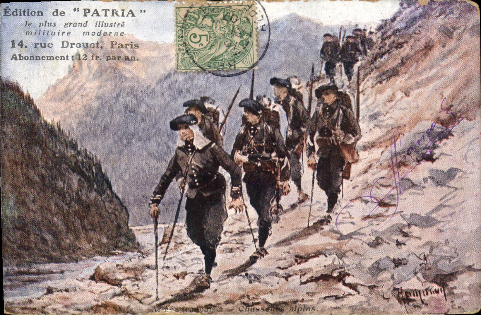 CPA Militaria Chasseurs Alpins Armee Francaise 