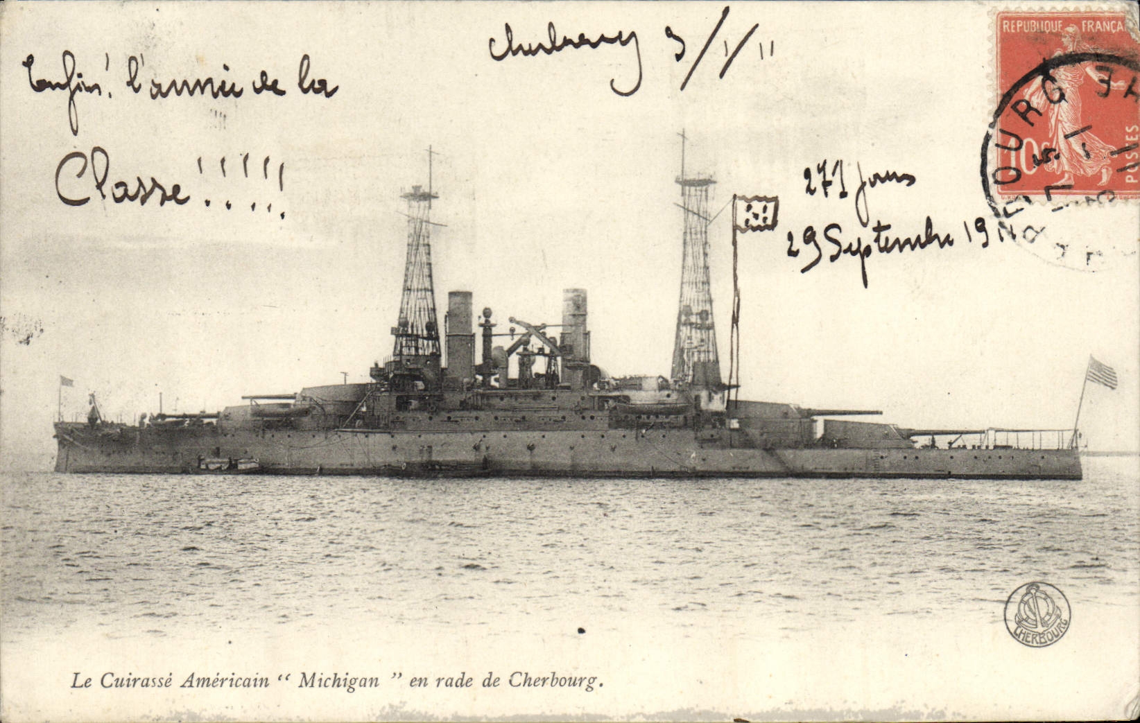 Il Cacciatorpediniere Americano "Michigan" in rada di Cherbourg — editore non visibile, numero di serie non visibile