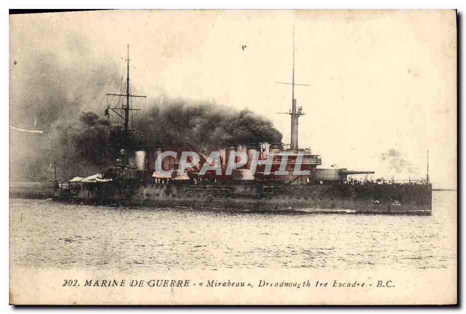 CPA Bateau Mirabeau Dreadnought 1ere escadre