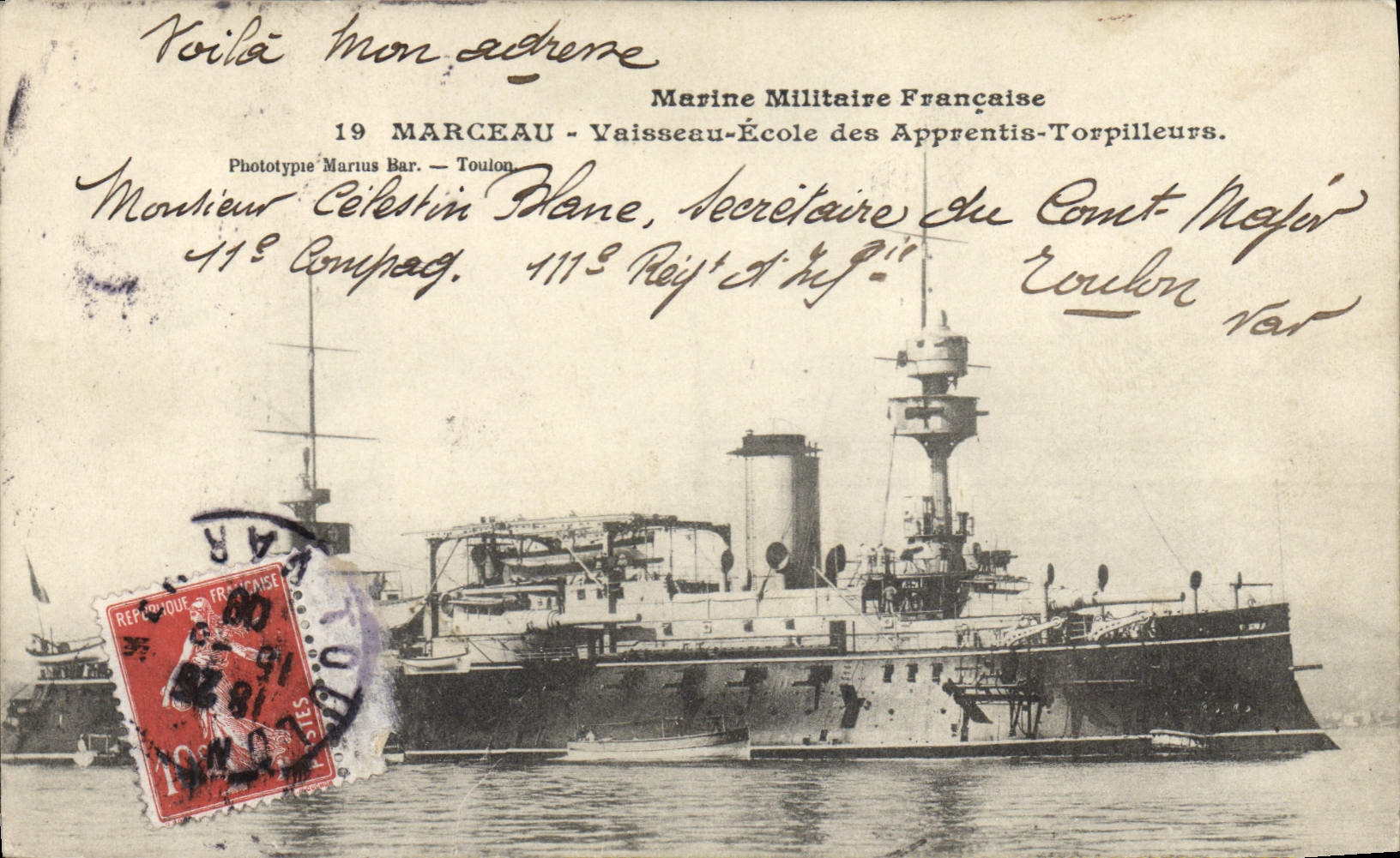 CPA Bateau Marceau Vaisseau Ecole des Apprentis Torpilleurs 