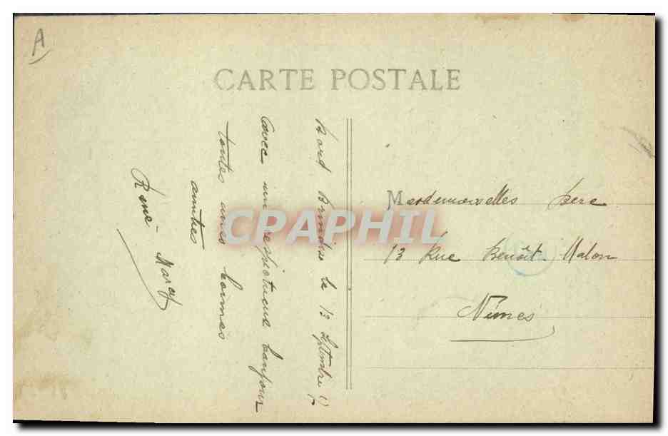 CPA Bateau Campagne d'Orient Mangini Torpilleur Francais de 1er rang aux auets  — Verso