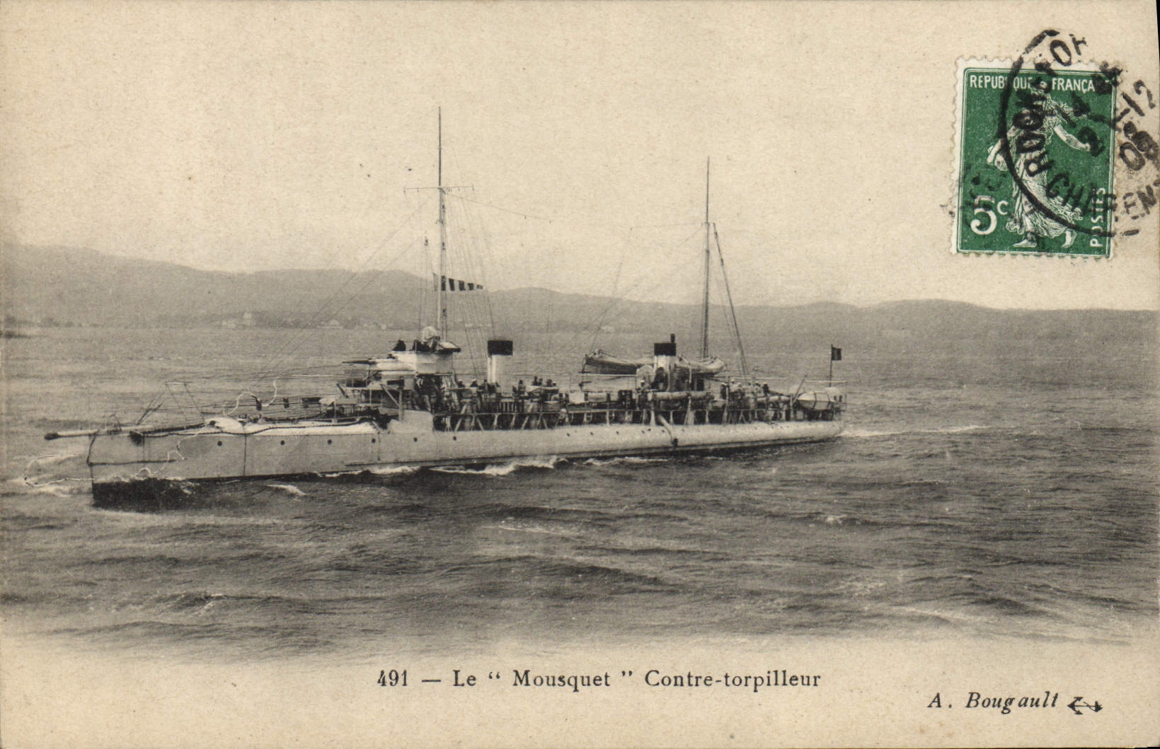 CPA Bateau Le Mousquet Contre torpilleur 