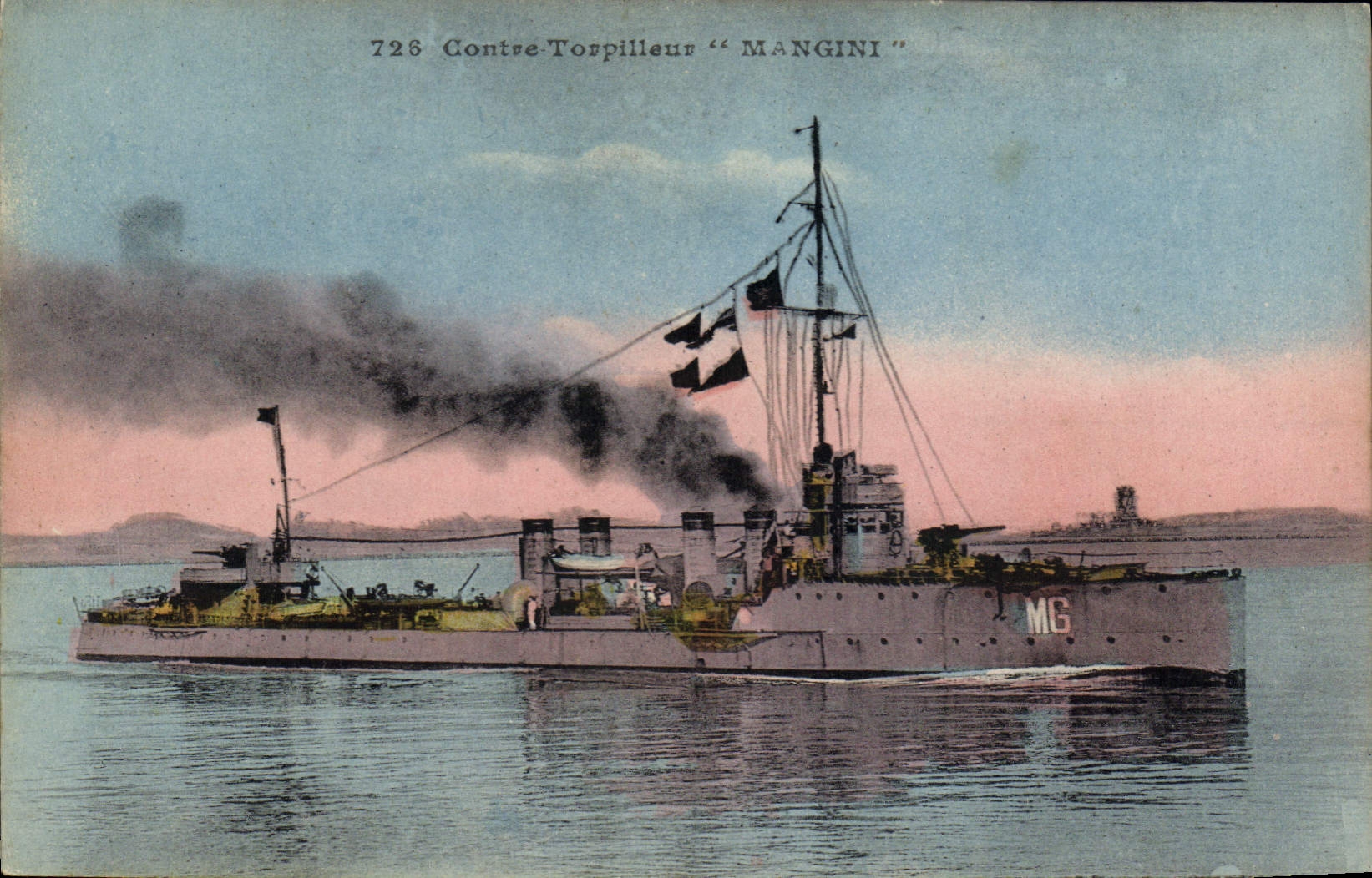 CPA Bateau Contre torpilleur Mangini 