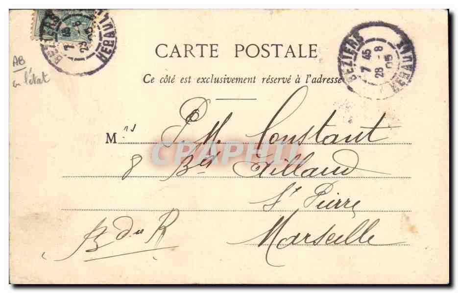 CPA Theatre Parysatis Drame en 3 actes de Me Dieulafoy Musique de Camille Saint Saens Arenes de Beziers  — Verso