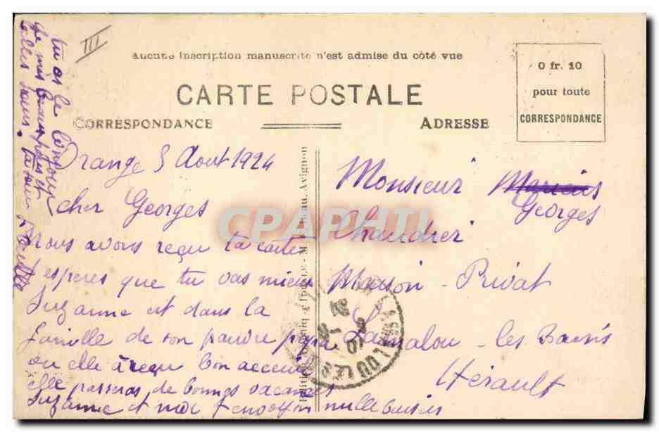 CPA Theatre antique Orange Une repetition generale par les artistes de la Comedie Francaise  — Verso