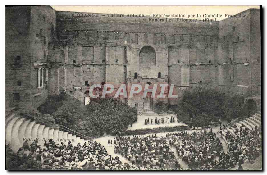 CPA Theatre antique Orange Representation par la Comedie Francaise Les funerailles d'Homere Final 